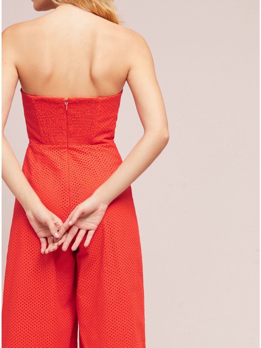 Anthropologie Tie Front Eyelet Jumpsuit - Picture 4 of 15